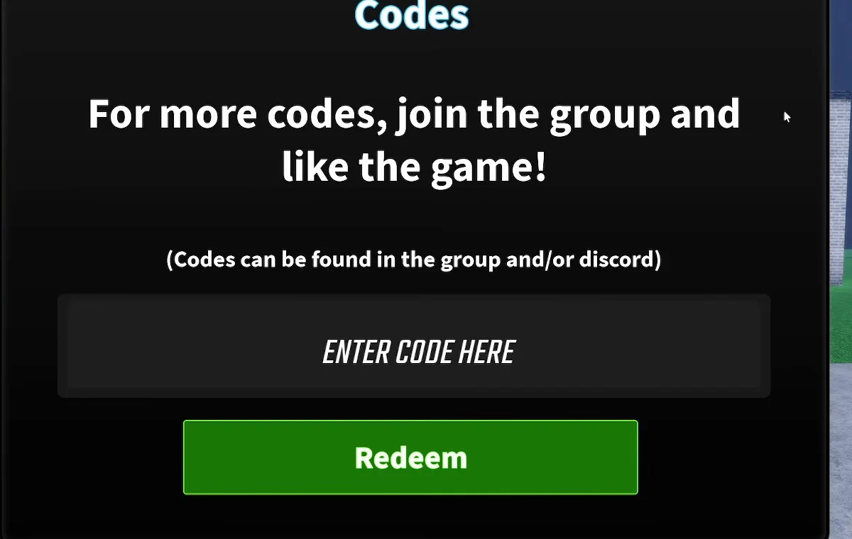 The Coach a Fighter codes panel with an enter code field and redeem button